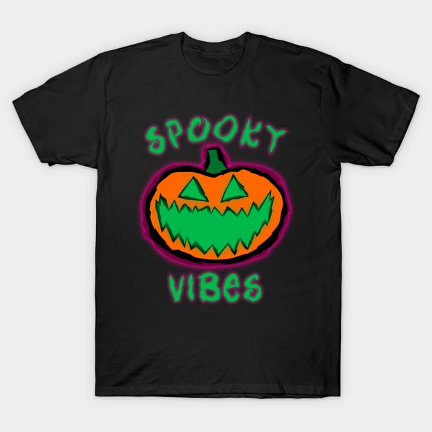 Spooky Vibes (Pumpkin) T-Shirt by GrimDork